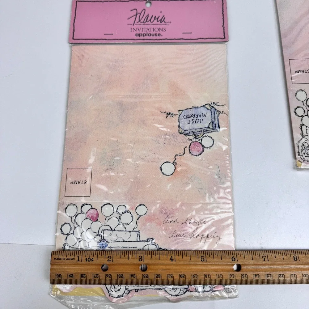 3 Pkgs Vtg Flavia Applause‎ Just Married Tri Fold Wedding Invitations 30 Total